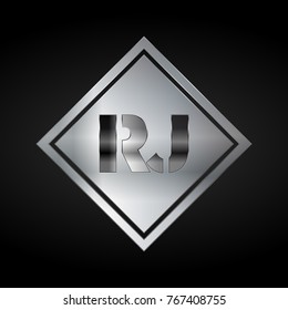 RJ Monogram, Silver Logo, Metal Logo, Luxury, Elegant, Abstract, square