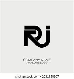 Rj simple line art logo design 