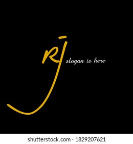 Rj tagline Logotipo inicial de escritura a mano vectorial