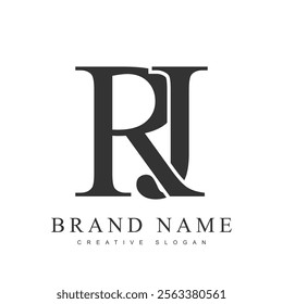 RJ trendy logotype template. Initial letter r and j classic font style. Creative logo for company name or identity. Vector illustration.