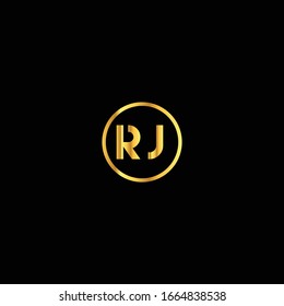 RJ unique letter vector logo design with gold color.
