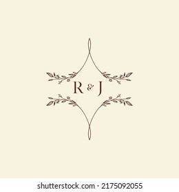 RJ wedding initial logo letters in high quality professional design that will print well across any print media