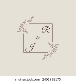 RJ Hochzeits-Quadrat-Monogramm mit hochwertigem professionellem Design, das gut drucken wird