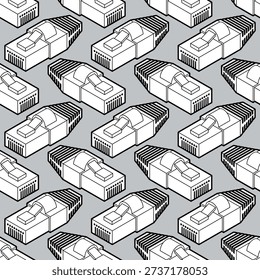 RJ45 connector pattern seamless. Connector for internet cable background. Patch Cord texture