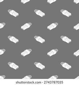 RJ45 connector pattern seamless. Connector for internet cable background. Patch Cord texture
