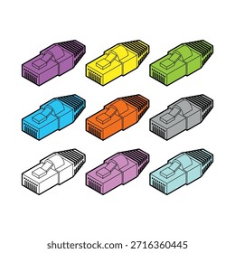 Conjunto de conectores RJ45. Conector para cabo de Internet. Cabo do Patch