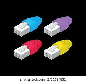 Juego de conectores RJ45. Conector para cable de Internet. Cordón de conexión