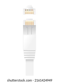 RJ45 internet cable jack connector gigabit connection vector illustration on white background