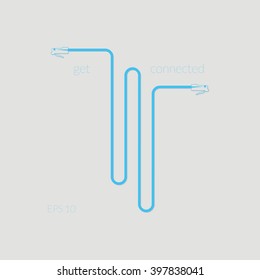 RJ45 LAN Patch Cable Get Connected Abstract Vector Background Illustration Gray Cyan