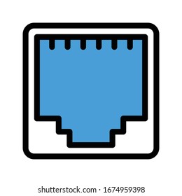 rj45 vector flat color icon 