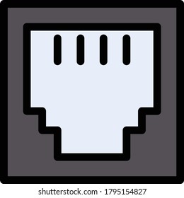rj45 vector  flat color icon