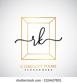 RK Initial Handwriting logo template vector