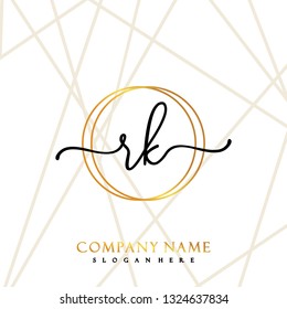 RK Initial Handwriting logo template vector