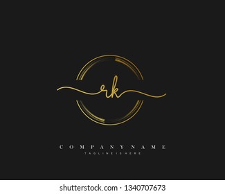 RK initial handwriting logo template vector