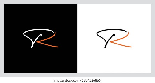 RK Initial Handwriting logo template vector