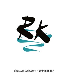 RK erstes handgeschriebenes Logo für die Identität