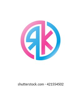 RK initial letters looping linked circle logo pink blue