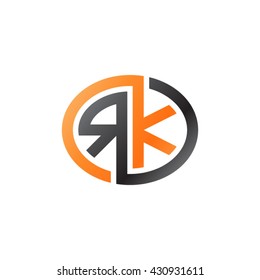 RK initial letters looping linked ellipse logo orange black