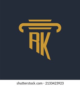 RK initial logo monogram with pillar icon design vector image