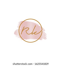 RK Initial logo watercolour with pink colour