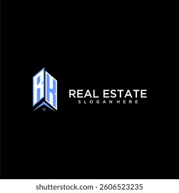 RK initial monogram building and roof logo for real estate
