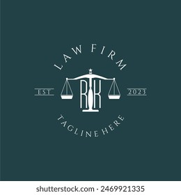 RK initial monogram for lawfirm logo with scale design vector
