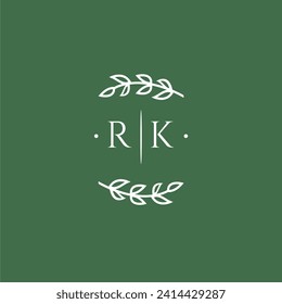 RK initial monogram wedding with creative design