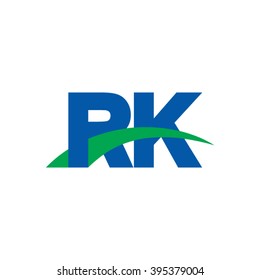 RK initial overlapping swoosh letter logo blue green