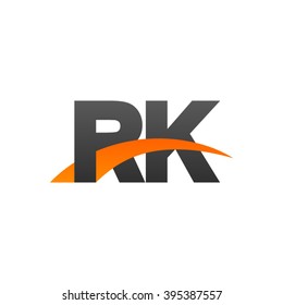 RK initial overlapping swoosh letter logo black orange