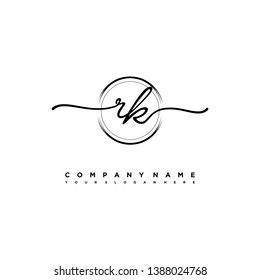 RK initial signature logo. handwriting logo template vector,