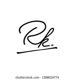 RK initial signature logo. handwriting logo template vector,