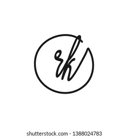 RK initial signature logo. handwriting logo template vector,