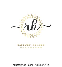 RK initial signature logo. handwriting logo template vector,