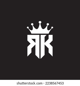 Símbolo de monograma del logotipo RK o KR escudo con diseño de forma corona vector