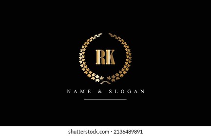 Monograma del logotipo de las letras abstractas RK, KR, R, K