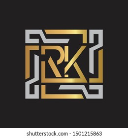 RK Letter logo initial capital monogram with abstract ornament