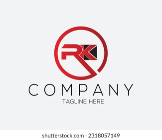 RK letters circle logo design template
