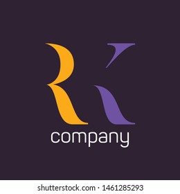 RK logo design. Monogram. Letters R and K. Company logo.