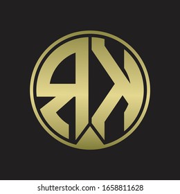 RK Logo monogram circle with piece ribbon style on gold colors