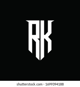 Monograma del logotipo RK con plantilla de diseño de estilo de escudo de emblemas