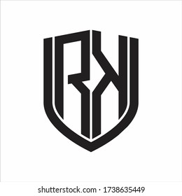RK Logo monogram with emblem shield design isolated on white background