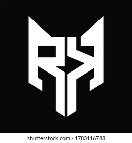 RK Logo monogram with fox head shape design template