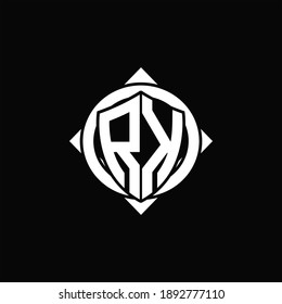 RK Logo monogram isolated circle rounded with compass shape on black background