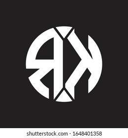 RK Logo monogram with piece circle ribbon style