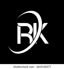 RK logo. R K design. White RK letter. RK/R K letter logo design. Initial letter RK linked circle uppercase monogram logo.