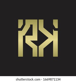 RK Logo with squere shape design template with gold colors