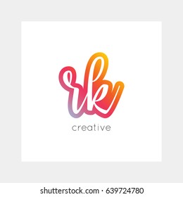 RK logo, vector. Useful as branding, app icon, alphabet combination, clip-art.