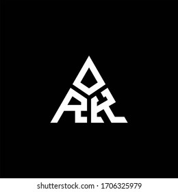 RK monogram logo with 3 pieces shape isolated on triangle design template