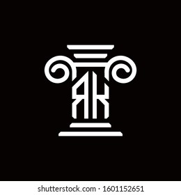 RK monogram logo with pillar style design template