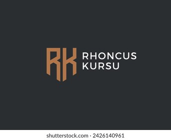 RK. Monogram of Two letters R and K. Luxury, simple, minimal and elegant RK logo design. Vector illustration template.